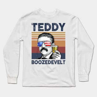 Teddy Boozedevelt US Drinking 4th Of July Vintage Shirt Independence Day American T-Shirt Long Sleeve T-Shirt